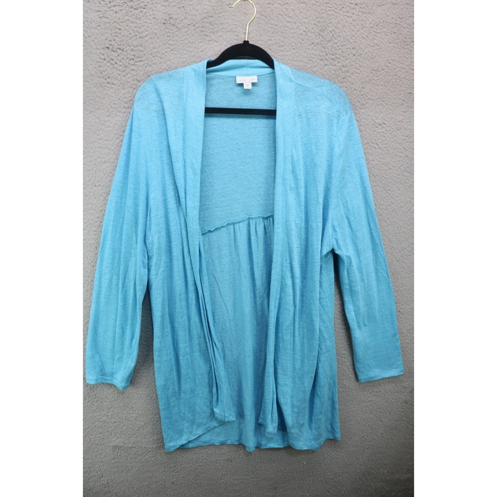 J. Jill Love Linen Long Sleeve Open -Front Cardigan-XL-Blue-Beachy-Resort